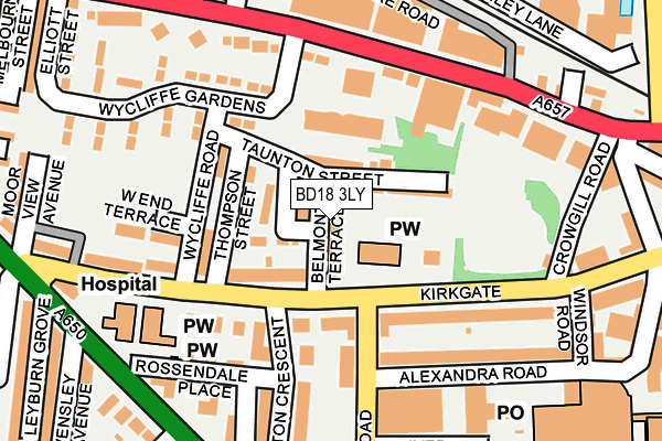 BD18 3LY map - OS OpenMap – Local (Ordnance Survey)