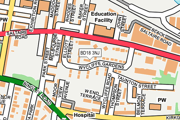 BD18 3NJ map - OS OpenMap – Local (Ordnance Survey)