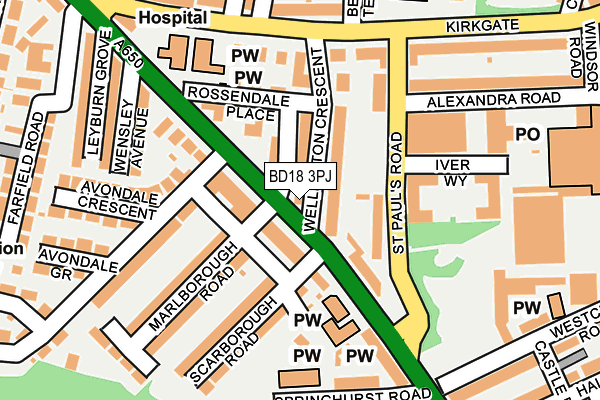 BD18 3PJ map - OS OpenMap – Local (Ordnance Survey)