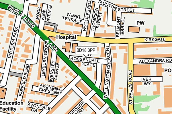 BD18 3PP map - OS OpenMap – Local (Ordnance Survey)