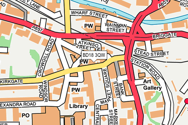BD18 3QW map - OS OpenMap – Local (Ordnance Survey)