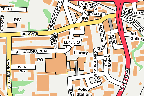 BD18 3RB map - OS OpenMap – Local (Ordnance Survey)