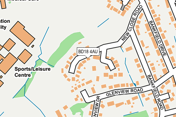 BD18 4AU map - OS OpenMap – Local (Ordnance Survey)