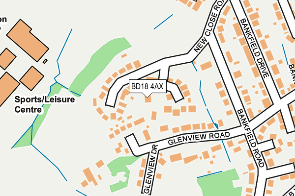 BD18 4AX map - OS OpenMap – Local (Ordnance Survey)