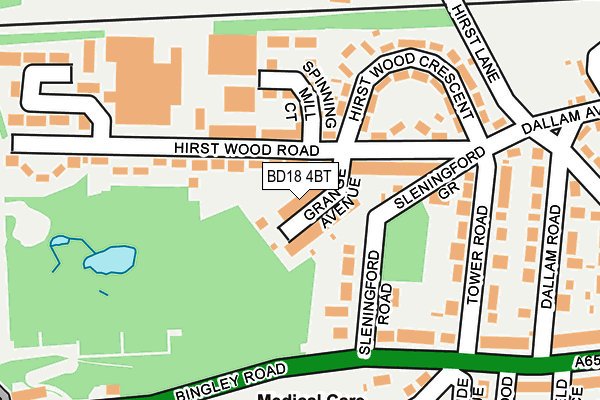 BD18 4BT map - OS OpenMap – Local (Ordnance Survey)