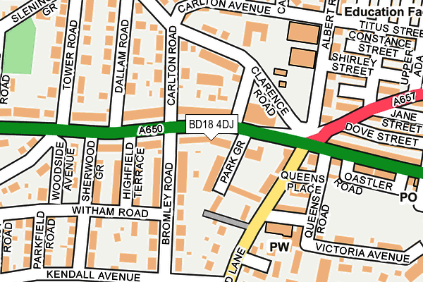 BD18 4DJ map - OS OpenMap – Local (Ordnance Survey)