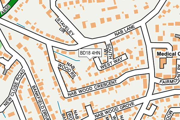 BD18 4HN map - OS OpenMap – Local (Ordnance Survey)