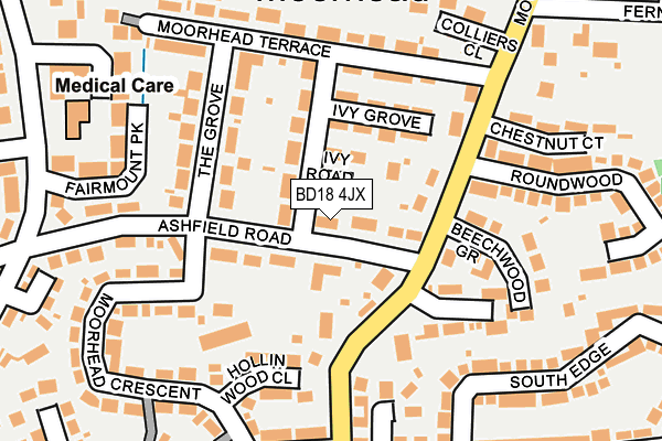 BD18 4JX map - OS OpenMap – Local (Ordnance Survey)