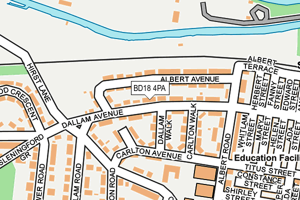 BD18 4PA map - OS OpenMap – Local (Ordnance Survey)