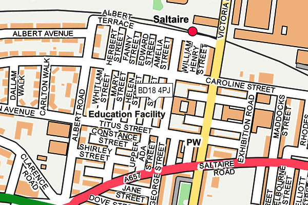 BD18 4PJ map - OS OpenMap – Local (Ordnance Survey)