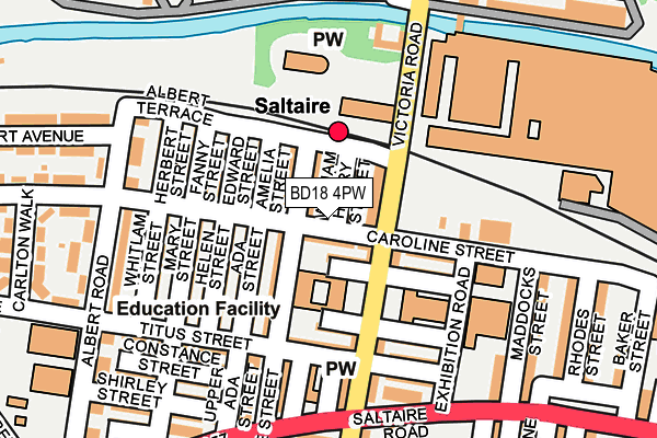 BD18 4PW map - OS OpenMap – Local (Ordnance Survey)