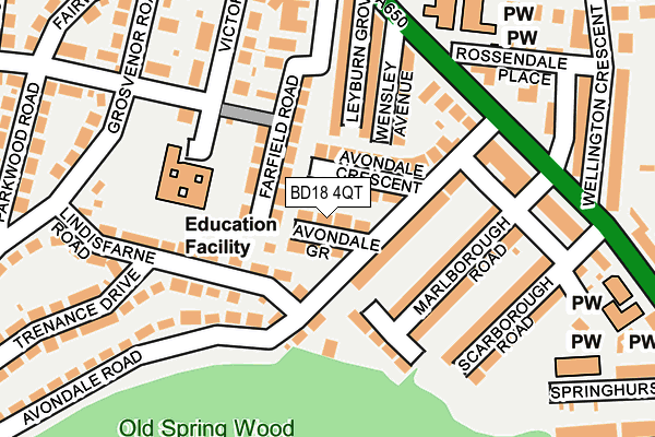 BD18 4QT map - OS OpenMap – Local (Ordnance Survey)