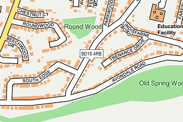 BD18 4RB map - OS OpenMap – Local (Ordnance Survey)