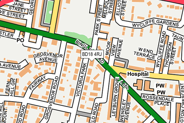 BD18 4RJ map - OS OpenMap – Local (Ordnance Survey)