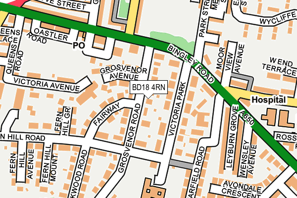 BD18 4RN map - OS OpenMap – Local (Ordnance Survey)