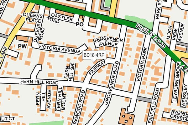 BD18 4RP map - OS OpenMap – Local (Ordnance Survey)