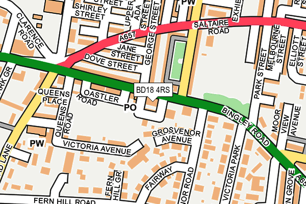 BD18 4RS map - OS OpenMap – Local (Ordnance Survey)