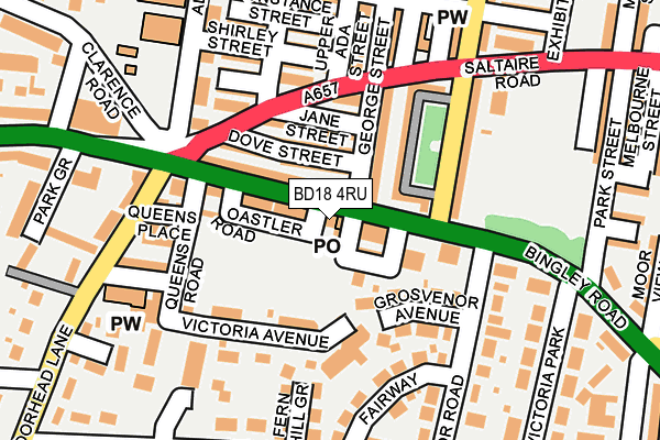 BD18 4RU map - OS OpenMap – Local (Ordnance Survey)