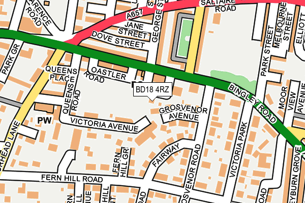 BD18 4RZ map - OS OpenMap – Local (Ordnance Survey)