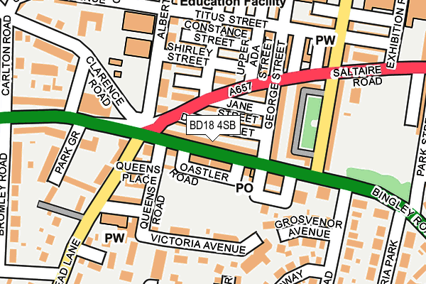 BD18 4SB map - OS OpenMap – Local (Ordnance Survey)