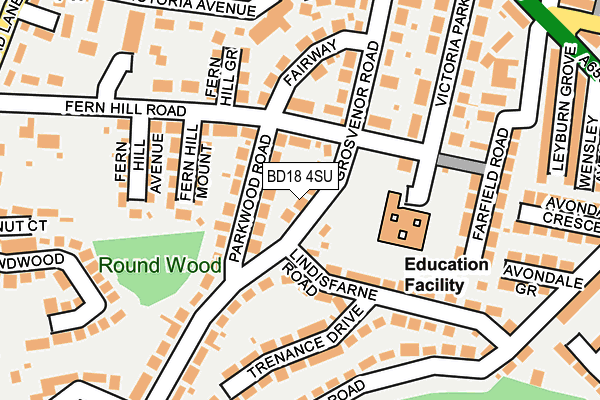 BD18 4SU map - OS OpenMap – Local (Ordnance Survey)