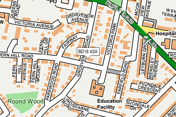 BD18 4SX map - OS OpenMap – Local (Ordnance Survey)