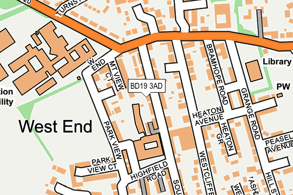 BD19 3AD map - OS OpenMap – Local (Ordnance Survey)