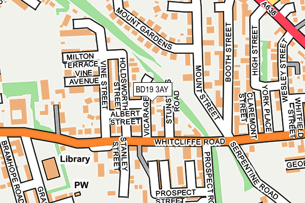 BD19 3AY map - OS OpenMap – Local (Ordnance Survey)