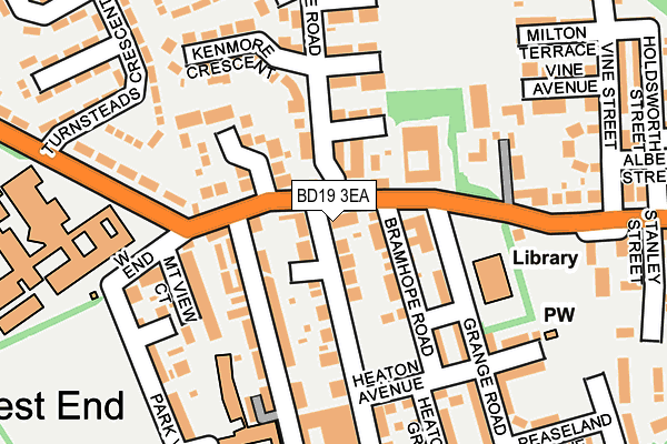 BD19 3EA map - OS OpenMap – Local (Ordnance Survey)