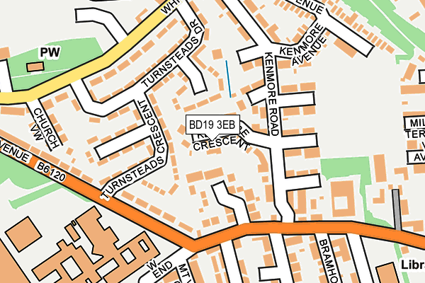 BD19 3EB map - OS OpenMap – Local (Ordnance Survey)