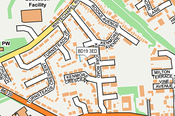 BD19 3ED map - OS OpenMap – Local (Ordnance Survey)