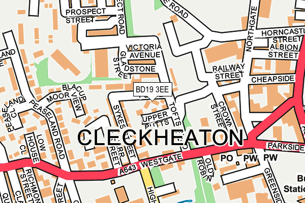 BD19 3EE map - OS OpenMap – Local (Ordnance Survey)