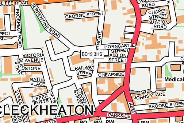 BD19 3HS map - OS OpenMap – Local (Ordnance Survey)