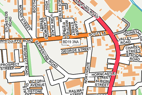 BD19 3NA map - OS OpenMap – Local (Ordnance Survey)