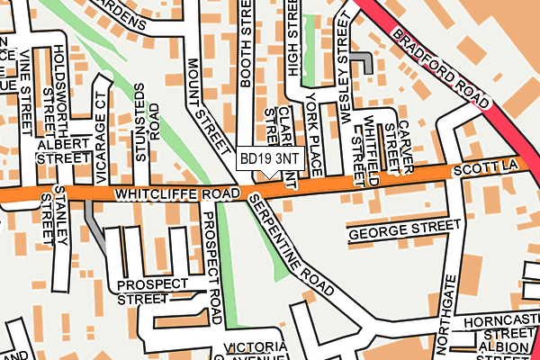 BD19 3NT map - OS OpenMap – Local (Ordnance Survey)