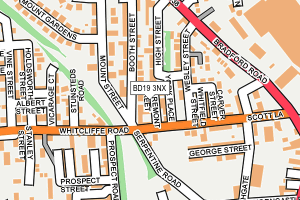 BD19 3NX map - OS OpenMap – Local (Ordnance Survey)