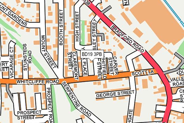 BD19 3PB map - OS OpenMap – Local (Ordnance Survey)