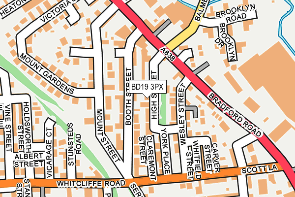 BD19 3PX map - OS OpenMap – Local (Ordnance Survey)