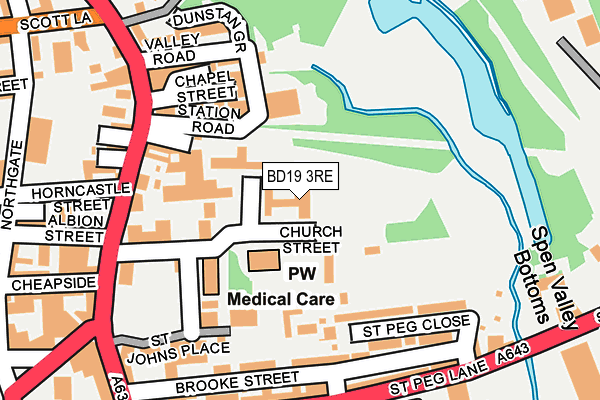 BD19 3RE map - OS OpenMap – Local (Ordnance Survey)