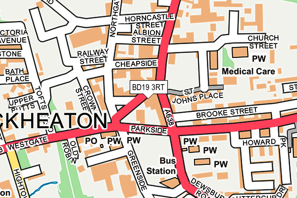 BD19 3RT map - OS OpenMap – Local (Ordnance Survey)