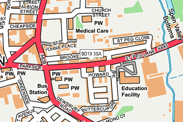 BD19 3SA map - OS OpenMap – Local (Ordnance Survey)