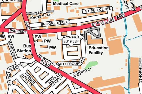 BD19 3SF map - OS OpenMap – Local (Ordnance Survey)