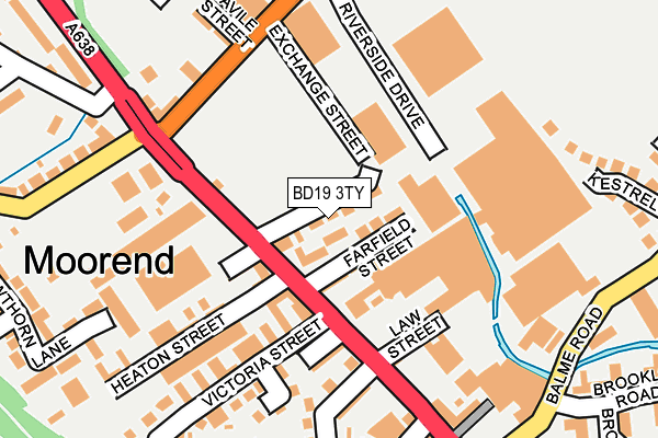 BD19 3TY map - OS OpenMap – Local (Ordnance Survey)