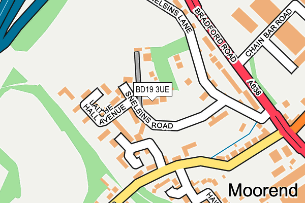 BD19 3UE map - OS OpenMap – Local (Ordnance Survey)