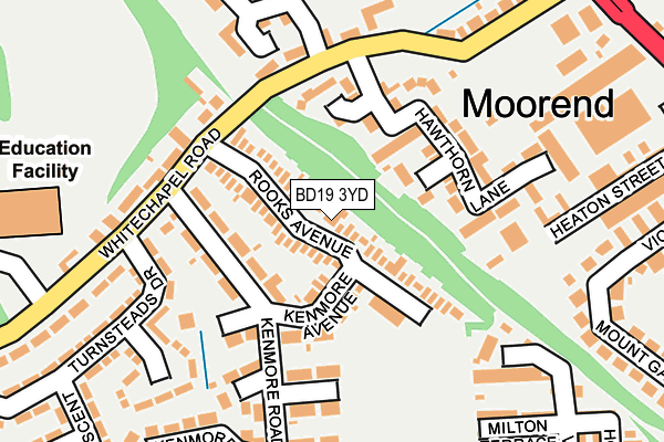 BD19 3YD map - OS OpenMap – Local (Ordnance Survey)