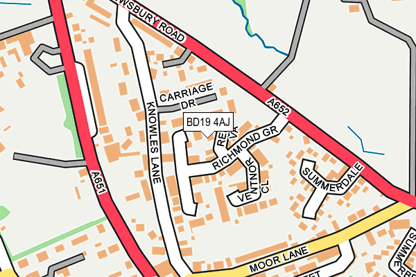 BD19 4AJ map - OS OpenMap – Local (Ordnance Survey)