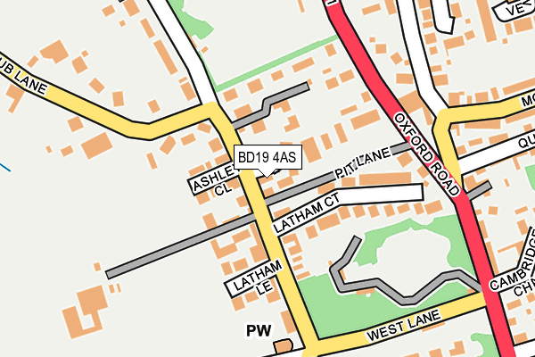 BD19 4AS map - OS OpenMap – Local (Ordnance Survey)
