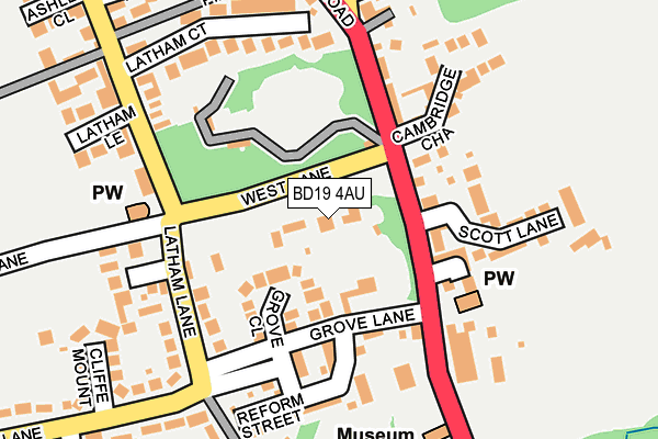 BD19 4AU map - OS OpenMap – Local (Ordnance Survey)