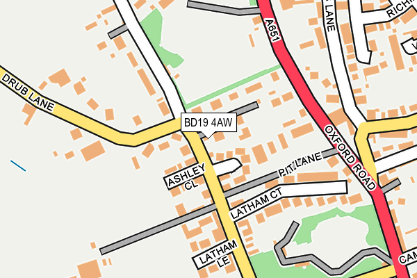 BD19 4AW map - OS OpenMap – Local (Ordnance Survey)