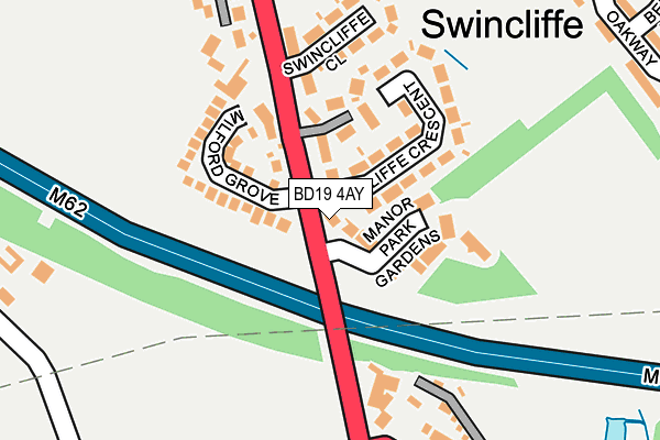 BD19 4AY map - OS OpenMap – Local (Ordnance Survey)